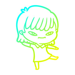 cold gradient line drawing cartoon woman
