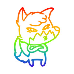 rainbow gradient line drawing clever cartoon fox