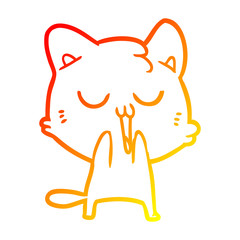 warm gradient line drawing cartoon cat singing