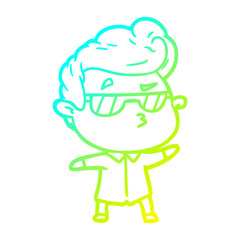 cold gradient line drawing cartoon cool guy