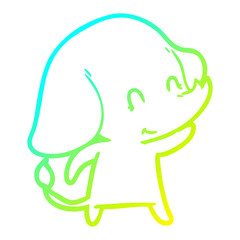 cold gradient line drawing cute cartoon elephant