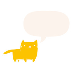 cartoon cat and speech bubble in retro style