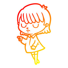 warm gradient line drawing cartoon woman
