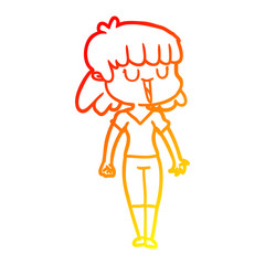 warm gradient line drawing cartoon woman