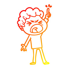 warm gradient line drawing cartoon furious man