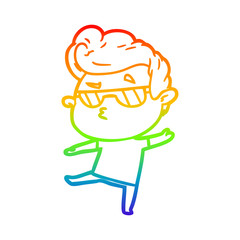 rainbow gradient line drawing cartoon cool guy
