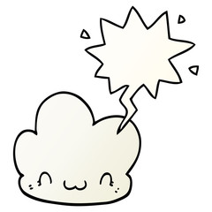 cartoon cloud and speech bubble in smooth gradient style