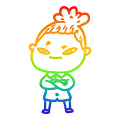 rainbow gradient line drawing cartoon woman