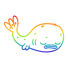rainbow gradient line drawing cartoon fish