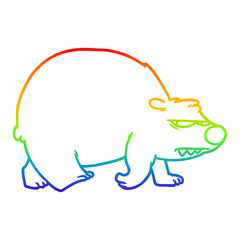 rainbow gradient line drawing cartoon angry bear
