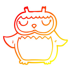 warm gradient line drawing cartoon owl