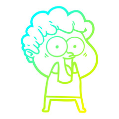 cold gradient line drawing cartoon happy man