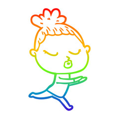 rainbow gradient line drawing cartoon calm woman