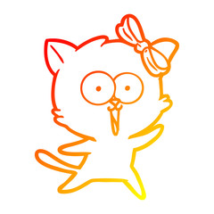 warm gradient line drawing cartoon cat