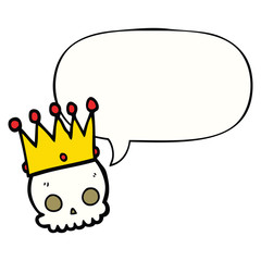 cartoon skull and crown and speech bubble