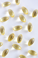 Group of Pills on White Background, Multi Vitamin, CBD