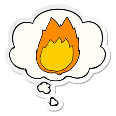 cartoon flames and thought bubble as a printed sticker