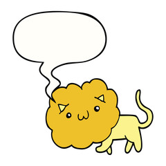 cartoon lion and speech bubble
