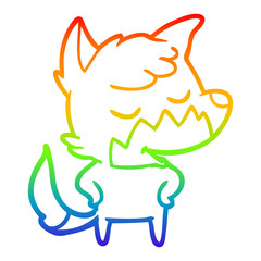 rainbow gradient line drawing friendly cartoon fox
