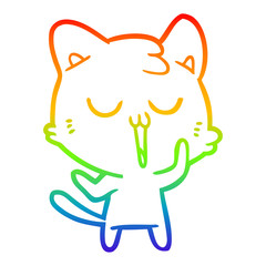 rainbow gradient line drawing cute cartoon cat