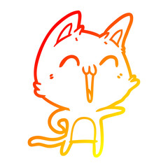 warm gradient line drawing happy cartoon cat