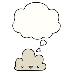 cartoon tiny happy cloud and thought bubble