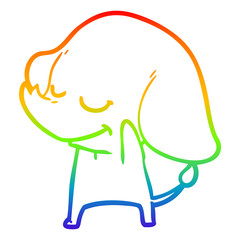 rainbow gradient line drawing cartoon smiling elephant