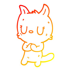 Obraz premium warm gradient line drawing cute cartoon cat