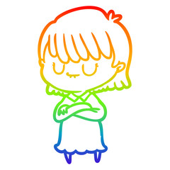rainbow gradient line drawing cartoon woman