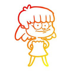 warm gradient line drawing cartoon smiling woman