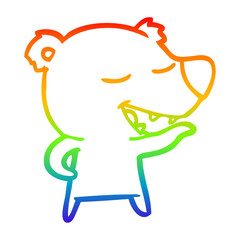 rainbow gradient line drawing cartoon bear
