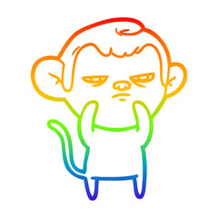 rainbow gradient line drawing cartoon monkey