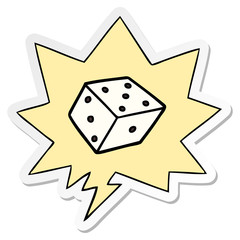 cartoon dice and speech bubble sticker