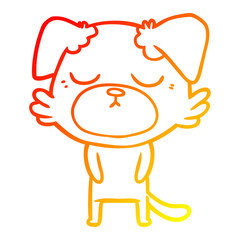 Obraz premium warm gradient line drawing cute cartoon dog