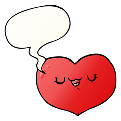 cartoon love heart and speech bubble in smooth gradient style