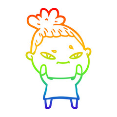 rainbow gradient line drawing cartoon woman
