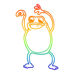 rainbow gradient line drawing cartoon frog