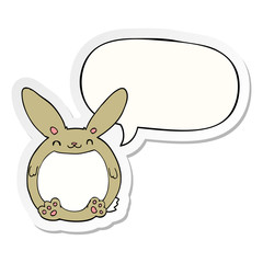 cartoon rabbit and speech bubble sticker