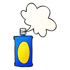 cartoon spray can and speech bubble in smooth gradient style