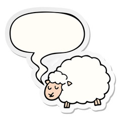 cartoon sheep and speech bubble sticker