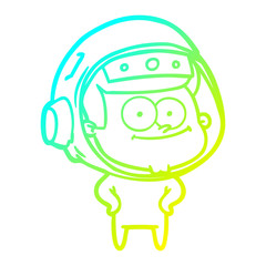 cold gradient line drawing happy astronaut cartoon