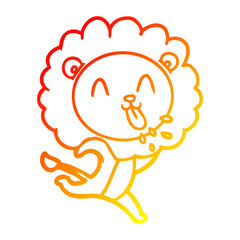 Fototapeta na wymiar warm gradient line drawing happy cartoon lion