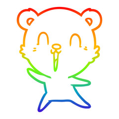 rainbow gradient line drawing happy cartoon bear