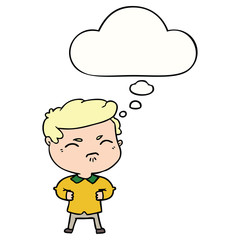 cartoon annoyed man and thought bubble