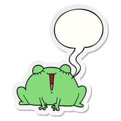 cute cartoon frog and speech bubble sticker