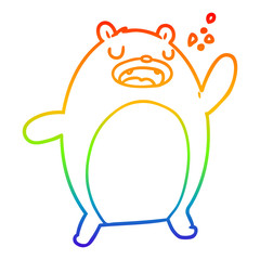 rainbow gradient line drawing funny cartoon bear