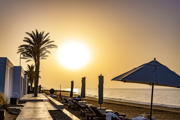 Sunset on beach in Muscat, Oman.