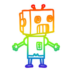 rainbow gradient line drawing cartoon robot