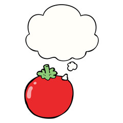 cartoon tomato and thought bubble
