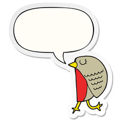 cartoon bird and speech bubble sticker
